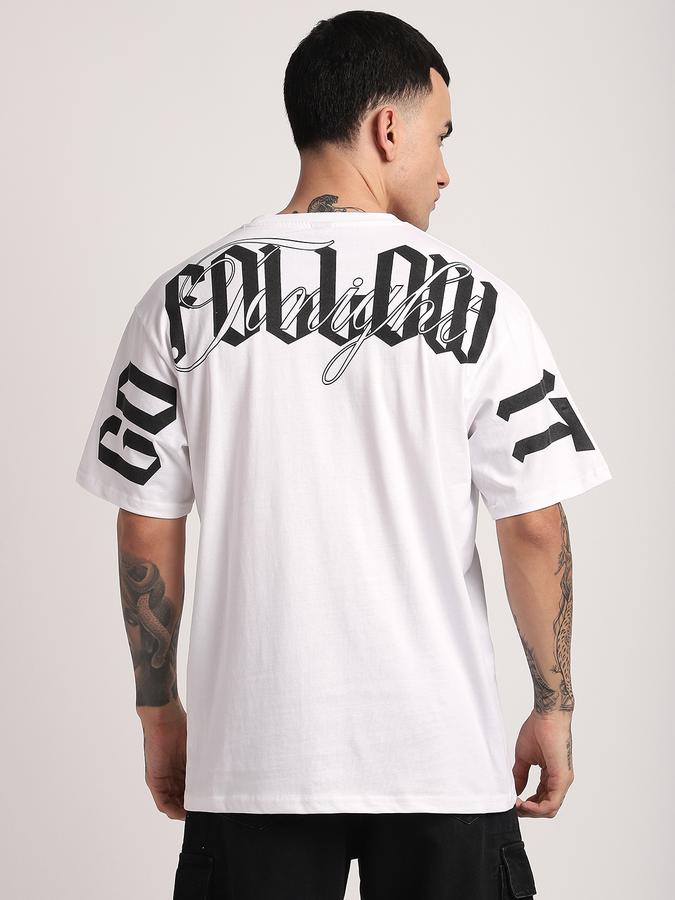 R&B Men's White Printed T-Shirt
