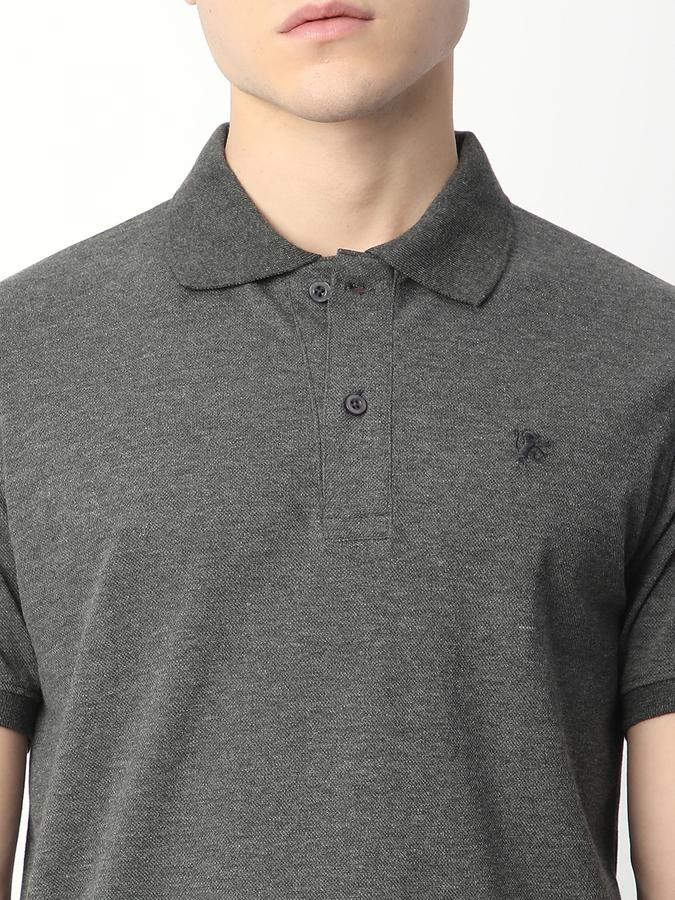 Men Cotton Blend Regular Fit Polo Neck Solid T-shirt