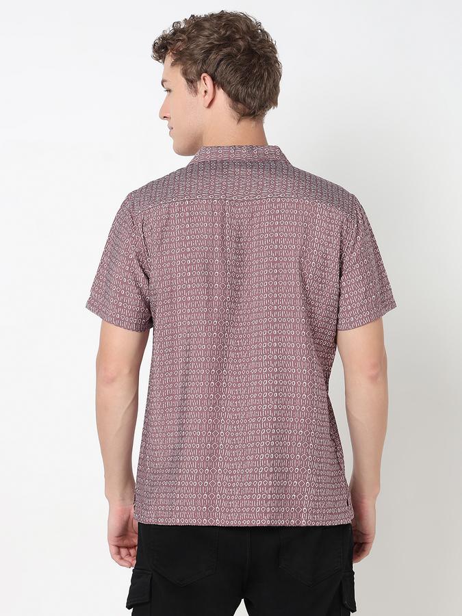 R&B Men's Mauve Printed Shirt
