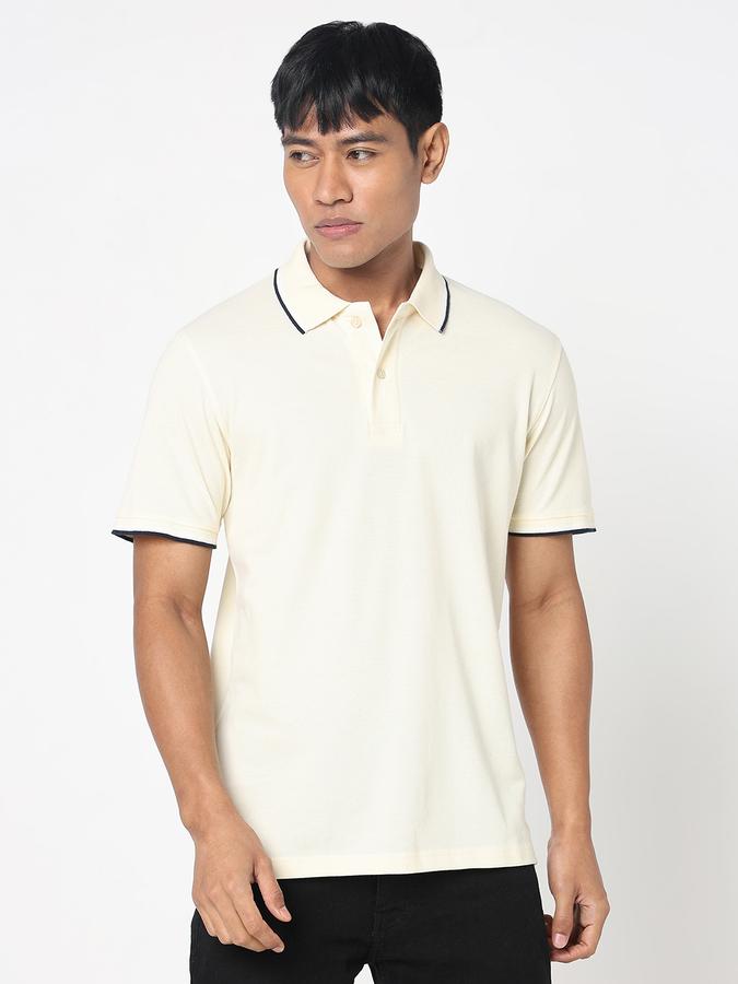Solid Men Peter Pan Collar T-Shirt image number 1