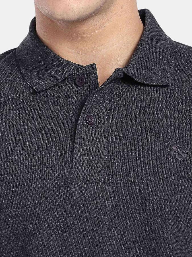 R&B Charcoal Solid Men Short Sleeve Polo T-shirt
