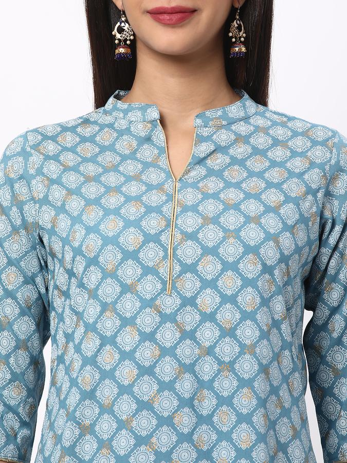 R&B Women's Printed Regular Straight Kurta 3-Q Sleeves image number 3