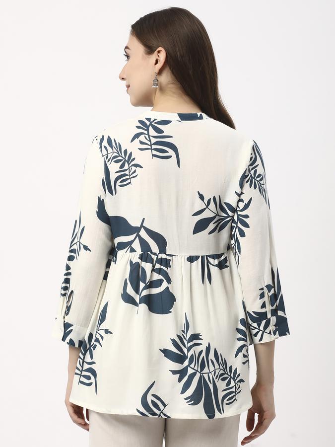 Women Rayon Regular Fit V-Neck Printed Ethnic Top