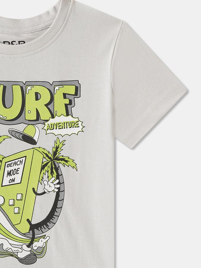 R&B Boys' Grey Printed T-Shirt