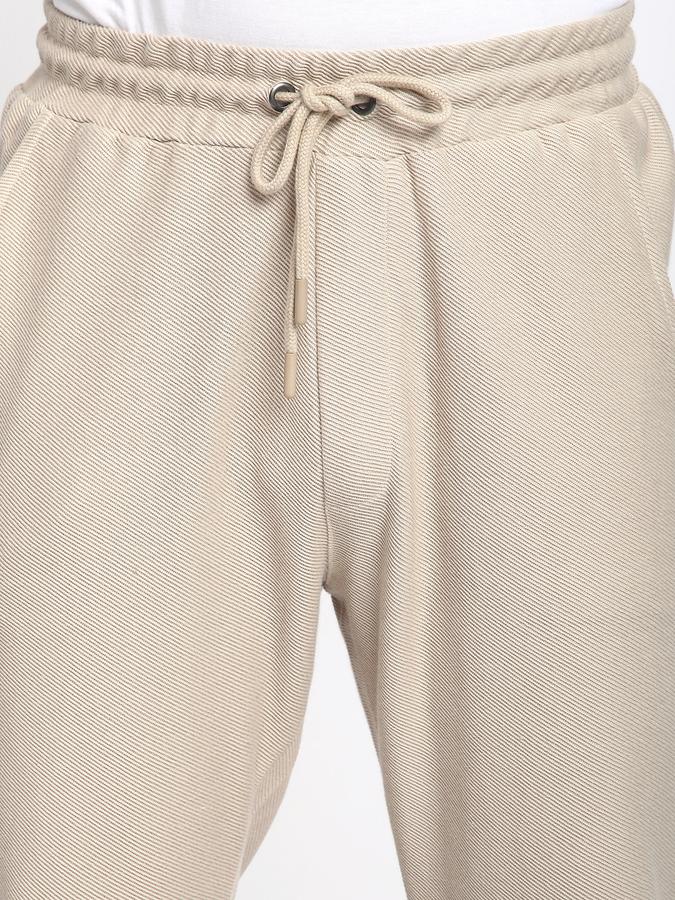 Men Cotton Regular Fit Drawstring Waist Cuffed Hem Trackpants