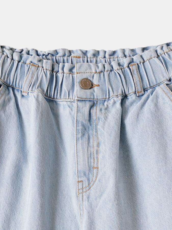 Girls Denim Regular Fit Paperbag Waist Washed Jeans
