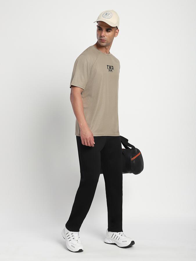 Men Polyester Relaxed Fit Crew Neck Graphic T-shirt