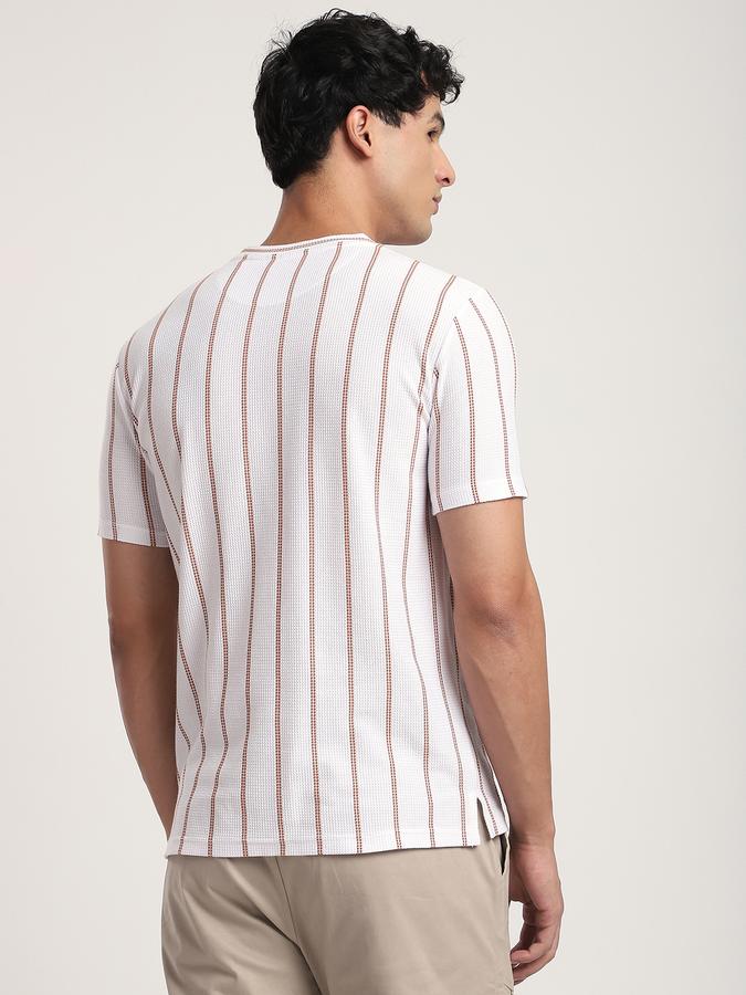 Men Cotton Regular Fit Crew Neck Striped T-shirt