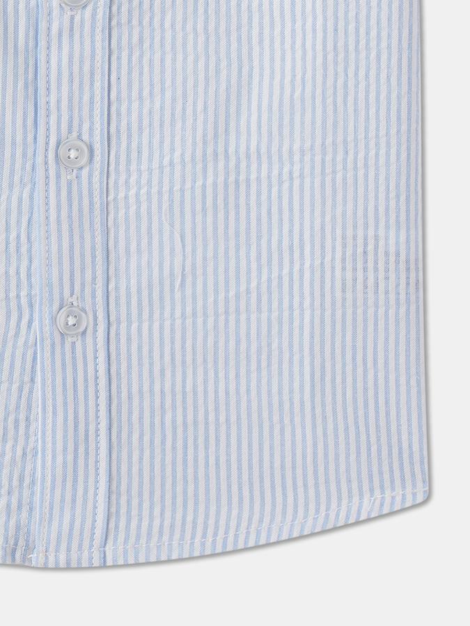 Boys Seersucker Regular Fit Short Sleeve Spread Collar Shirt