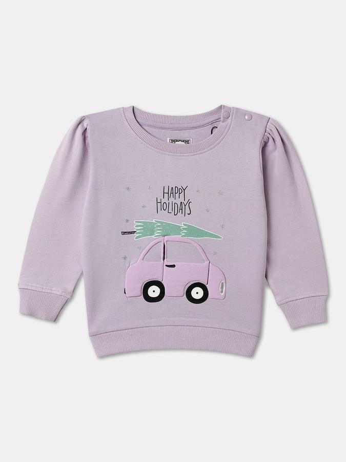 Girls Graphic Regular Fit Long Sleeve Crew Neck Appliqu&eacute; SweaT-Shirt