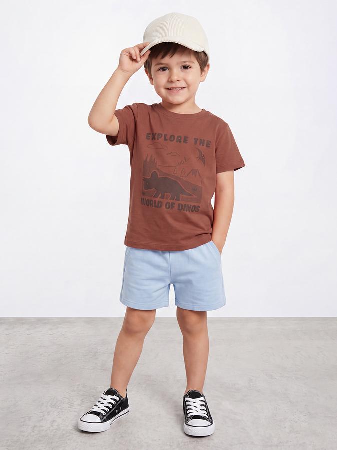 R&B Boys Brown All over Graphic Print Short Sleeves Tshirt