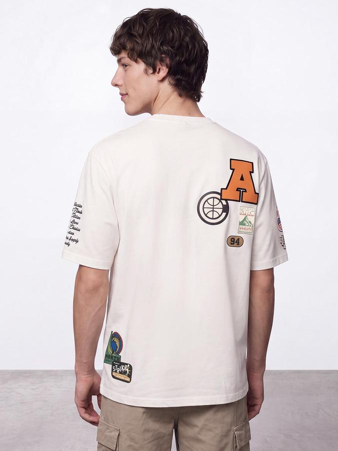 R&B Men White Short Sleeve Round Neck Typography Back Print T-Shirt