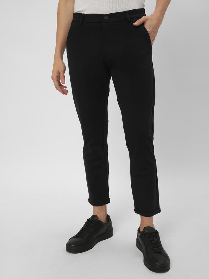Men Rayon Slim Fit Flat Front Solid Trousers