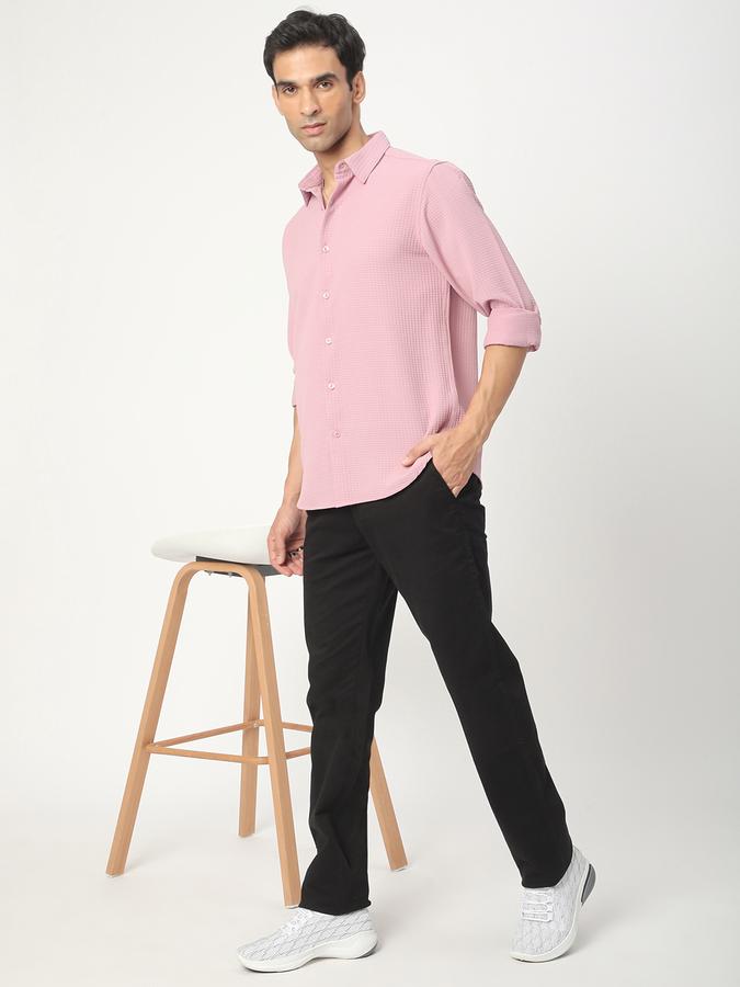 Men Cotton Regular Fit Flat Front Solid Trousers