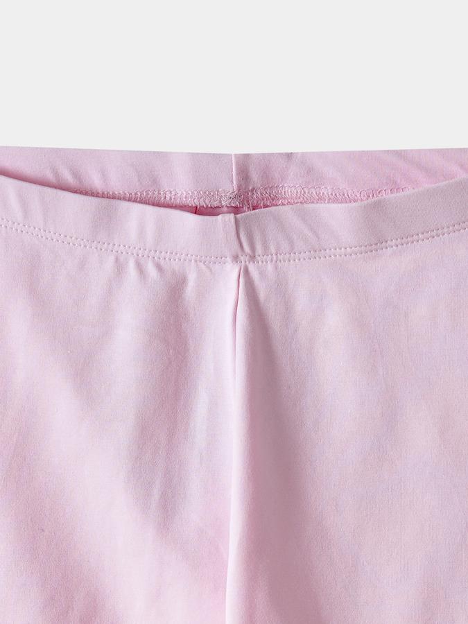 Girls Cotton Blend Skinny Fit Elastic Waist Solid Leggings