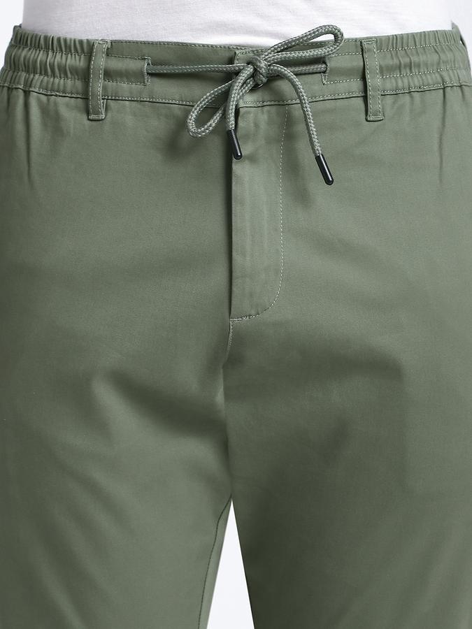 Men Cotton Blend Jogger Fit Drawstring Elastic Hem Pants