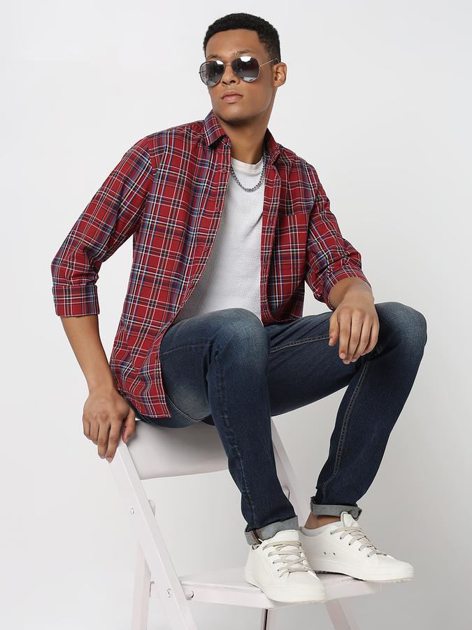Men Shirt with Spread Collar 