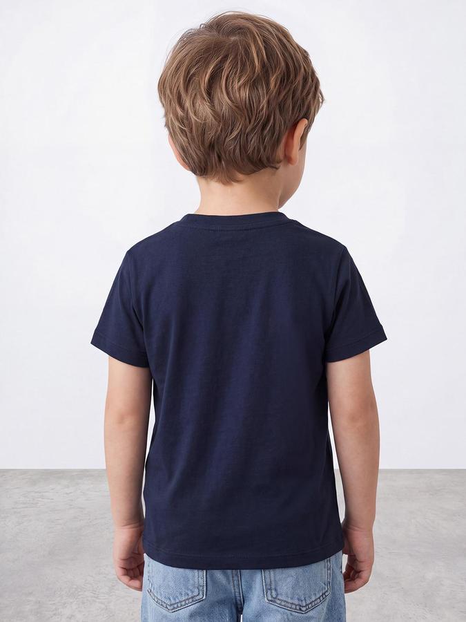 R&B Boys Navy Blue Short Sleeve Round Neck Skating Graphic Print T-Shirt