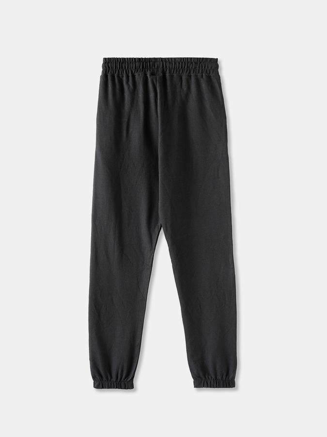 Girls Cotton Tapered Drawstring Waist Cuffed Hem Joggers