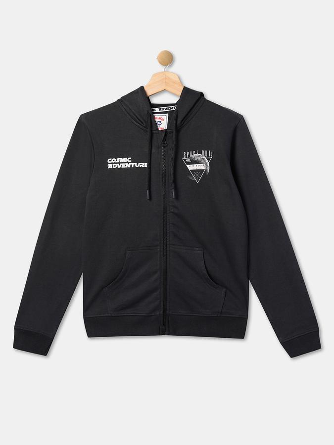 Boys Cotton Hooded Zip Up Graphic Print Jacket