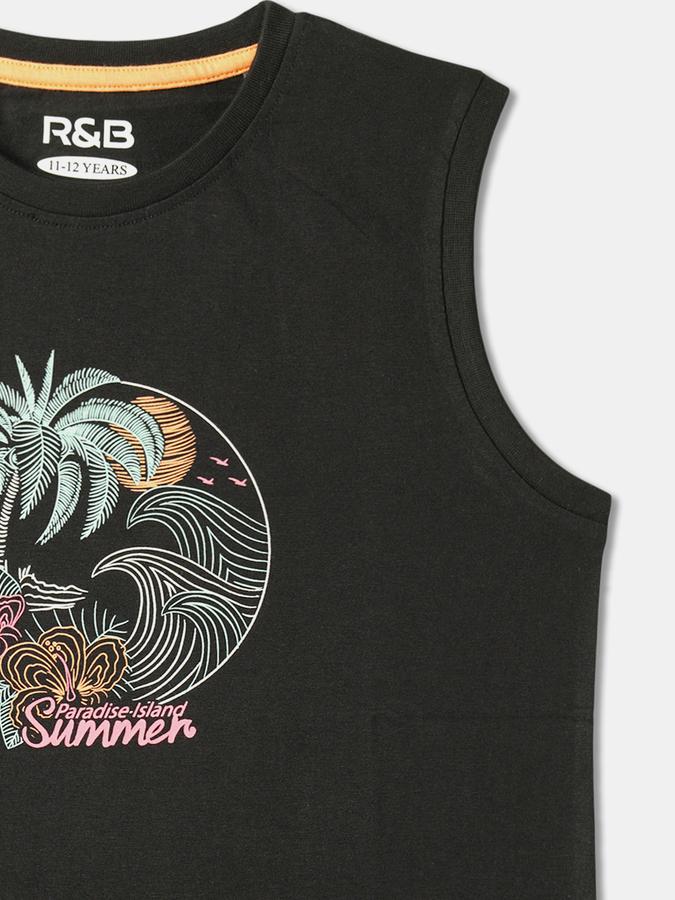 Boys Cotton Relaxed Fit Crew Neck Graphic T-shirt