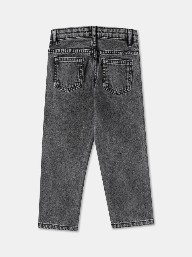 Boys Denim Straight Fit Button Waist Acid Wash Jeans