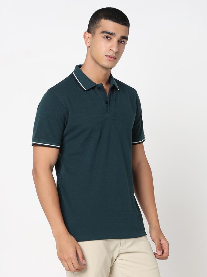 MENS Short Sleeves SOLID POLO WITH TIPPING COLLAR AND CUFF - DRY FIT image number 3