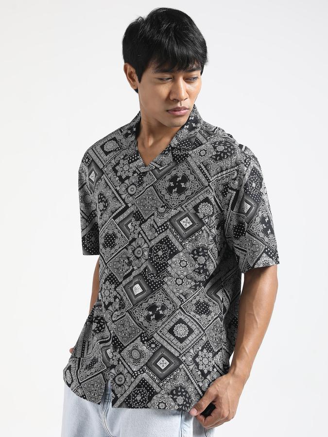 Men Paisley Lapel Collar Casual Shirts image number 2