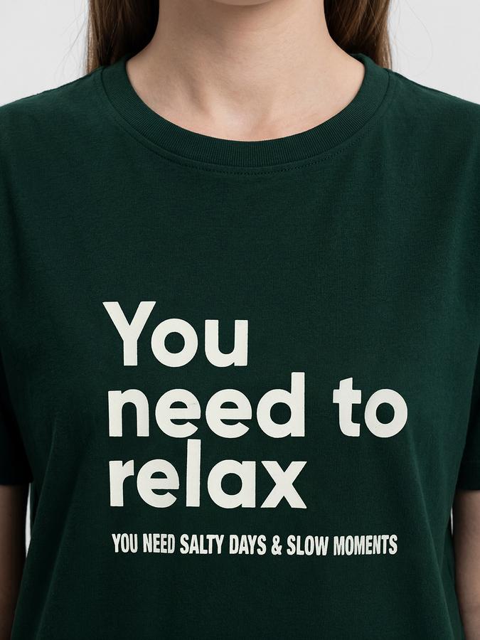 R&B Green Graphic Print Women Round Neck Regular Fit Short Sleeves T-Shirt 
