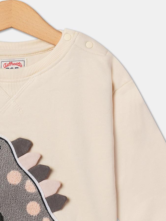 Boys Cotton Regular Fit Crew Neck Applique Sweatshirt