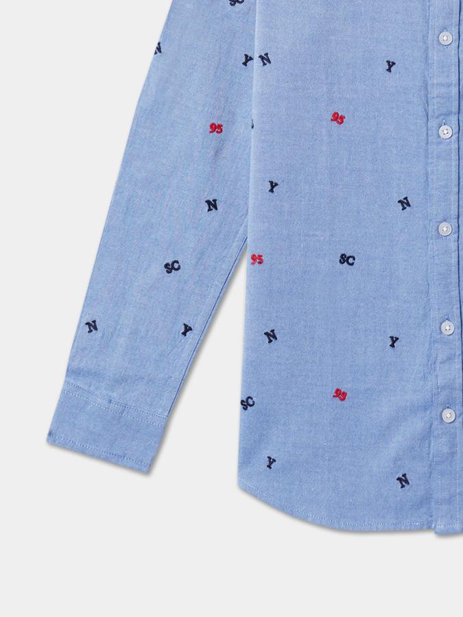 Boys Embroidered Relaxed Fit Cotton Shirt image number 3