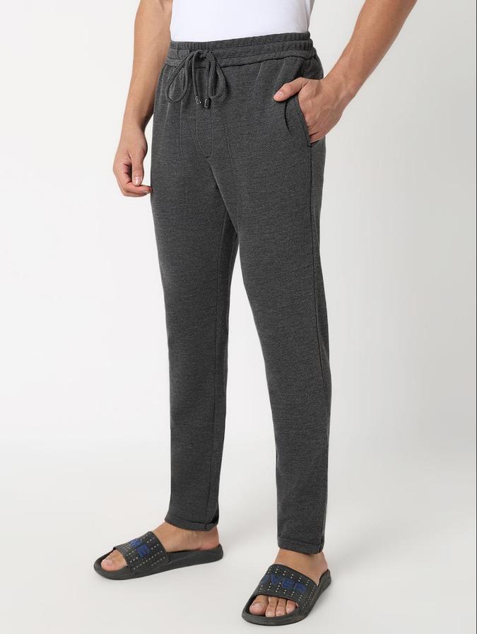 R&B Charcoal Solid Regular Fit Mens Track Pant
