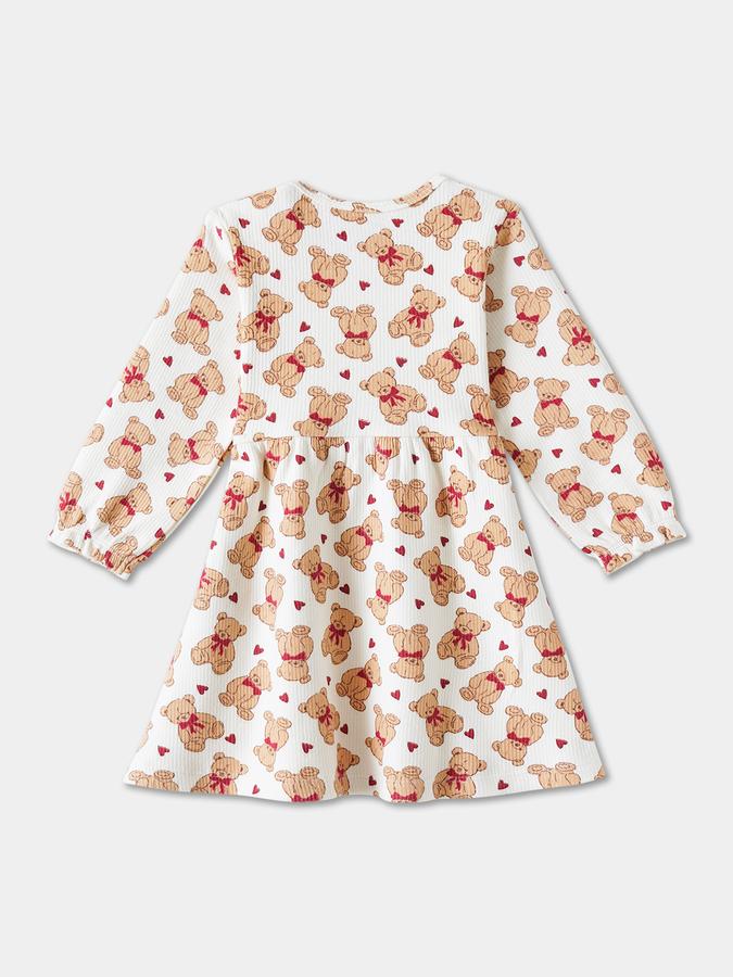 Girls Cotton Regular Fit Round Neck Printed Dress