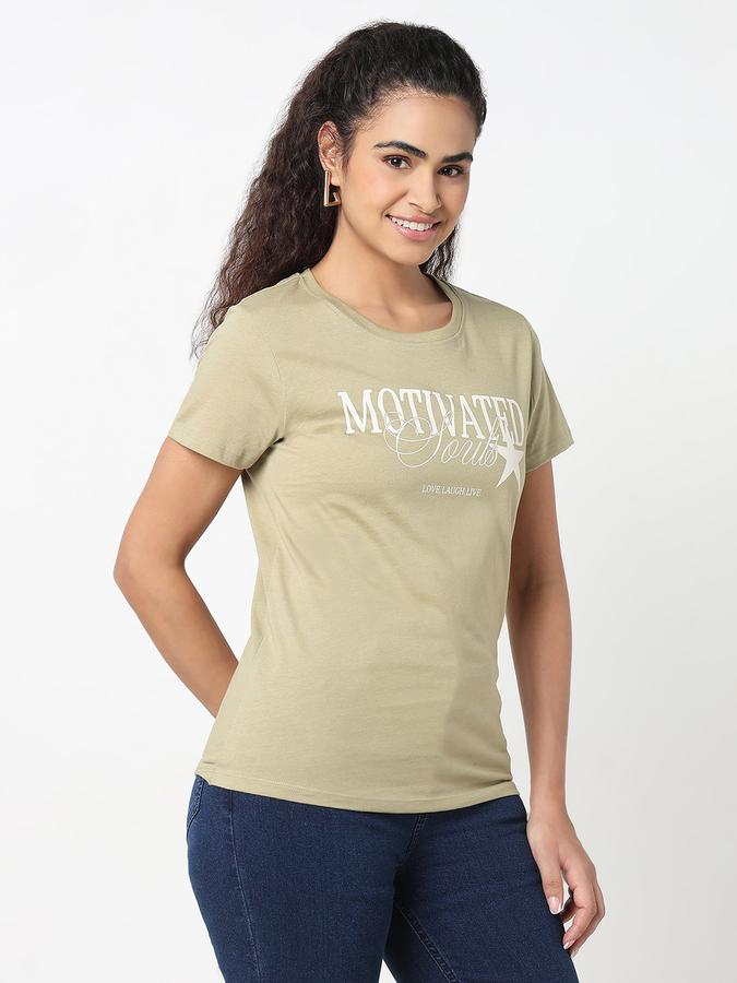 Women Cotton Relaxed Fit Round Neck Graphic T-shirt