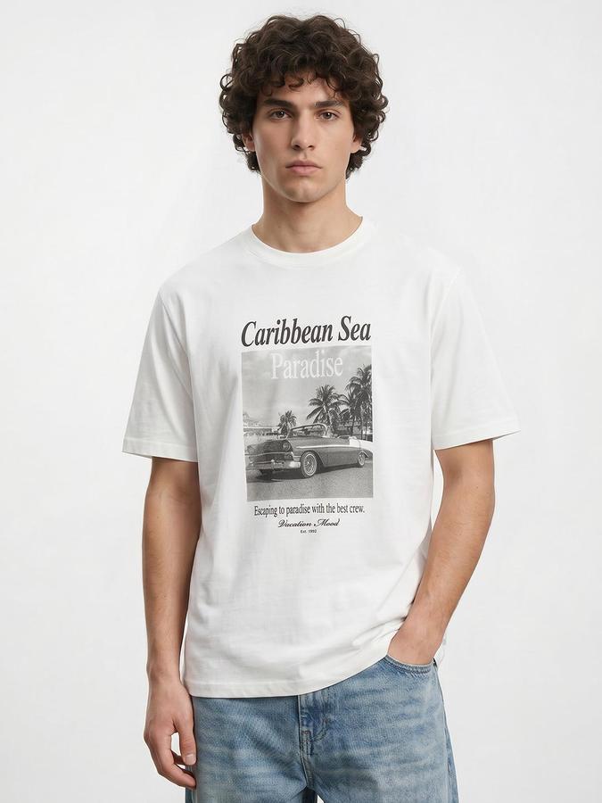 R&B Off White Men Printed Short Sleeves Tshirt