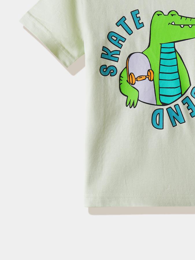 Boys Cotton Regular Fit Crew Neck Graphic T-shirt