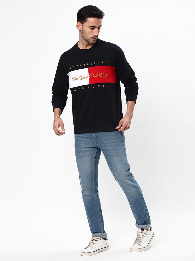 Men Regular Fit Typographic Print Round-Neck Sweatshirt image number 1