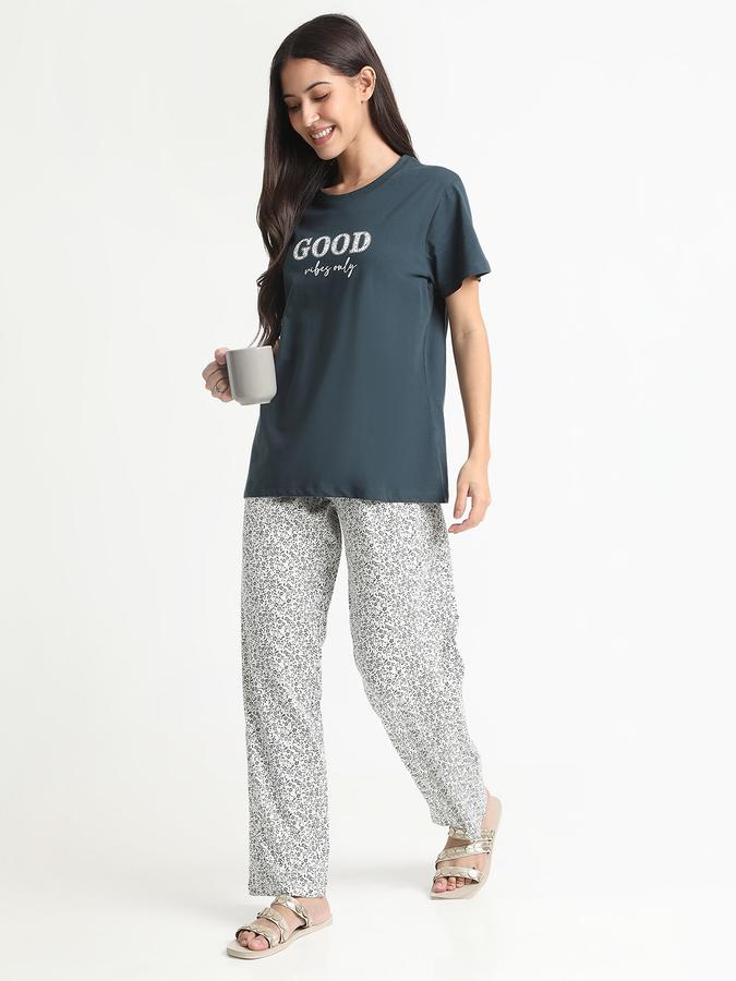 Women Cotton Relaxed Fit Elastic Waist Printed Pajama Pants