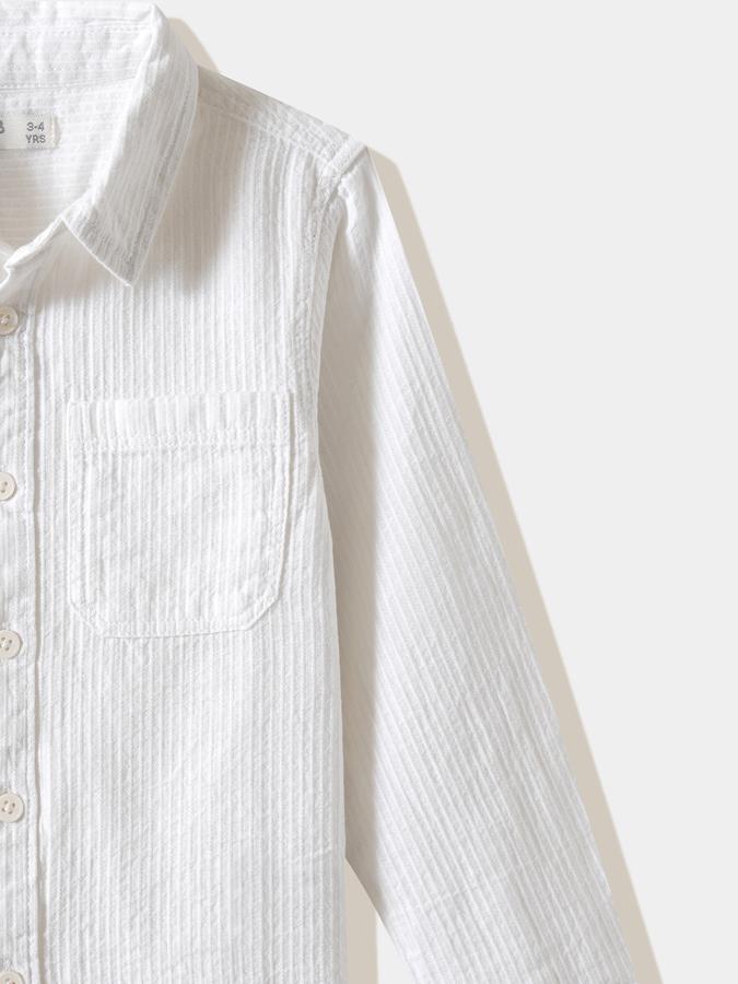 Boys Cotton Regular Fit Long Sleeve Striped Shirt