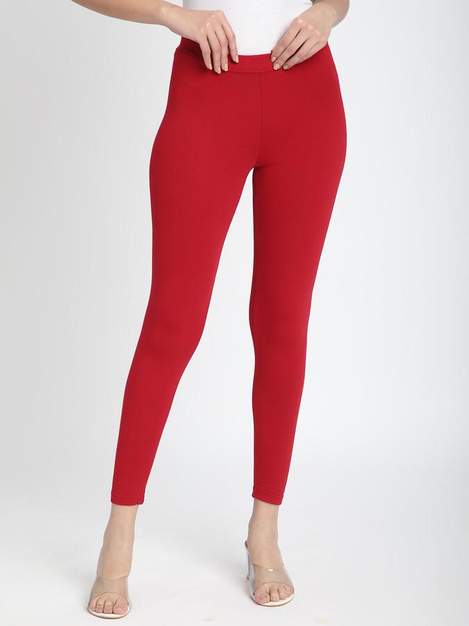 Women Cotton Lycra Elasticated Waist Full Length Solid Leggings