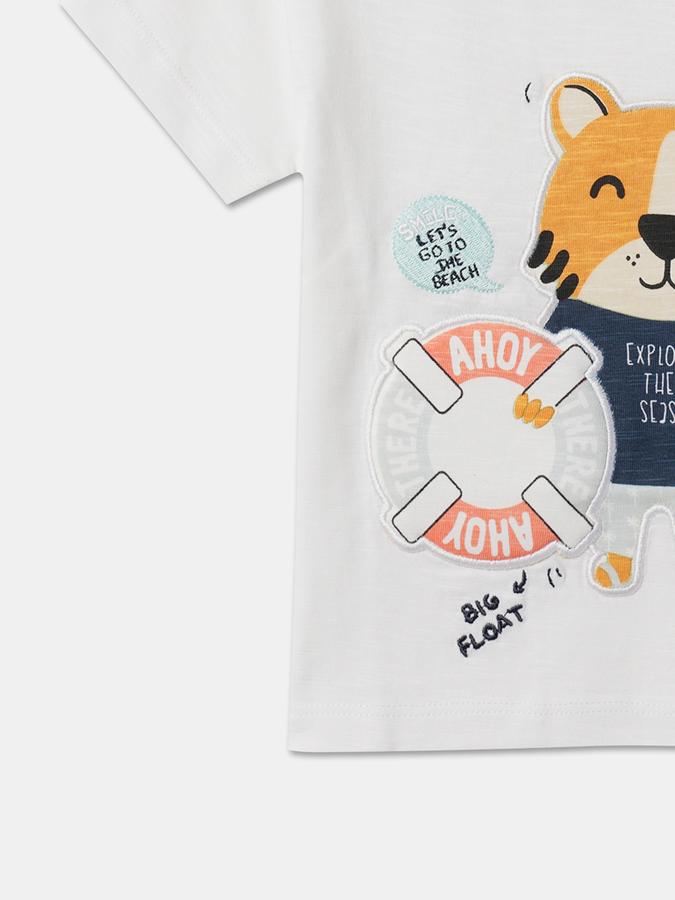 Boys Graphic Print Relaxed Fit Round-Neck T-Shirt image number 3