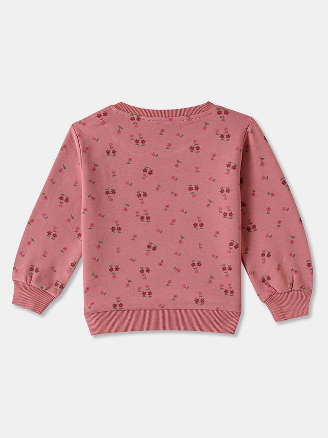 Girls Fleece Regular Fit Crew Neck Printed Sweatshirt