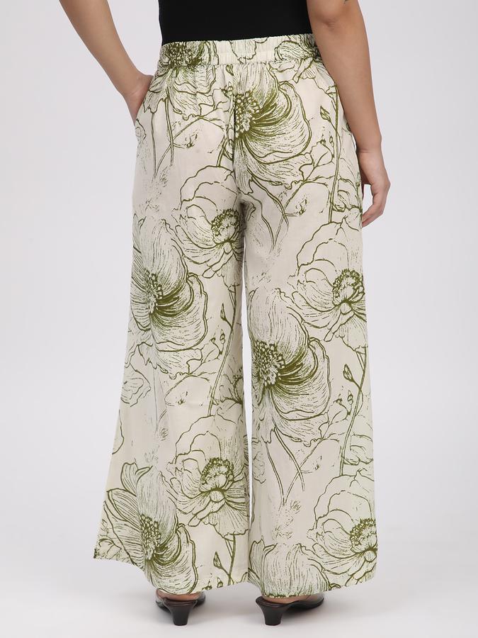Women Cotton Palazzo Elasticated Waist Printed Trousers
