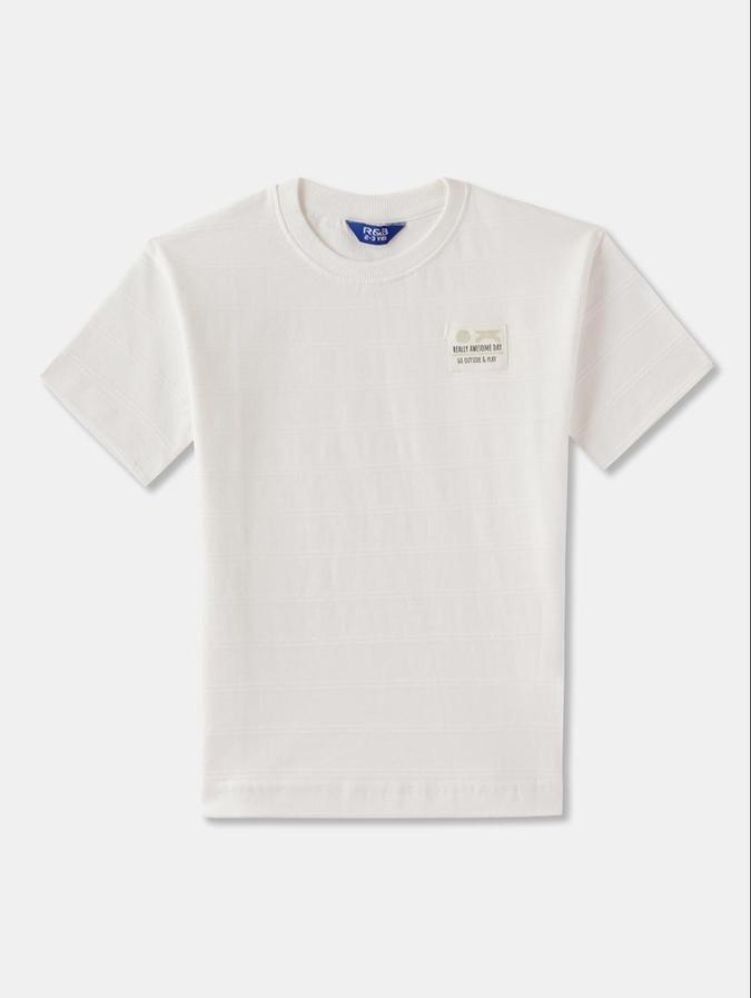R&B White Cotton Round Neck Printed Boy T-Shirt