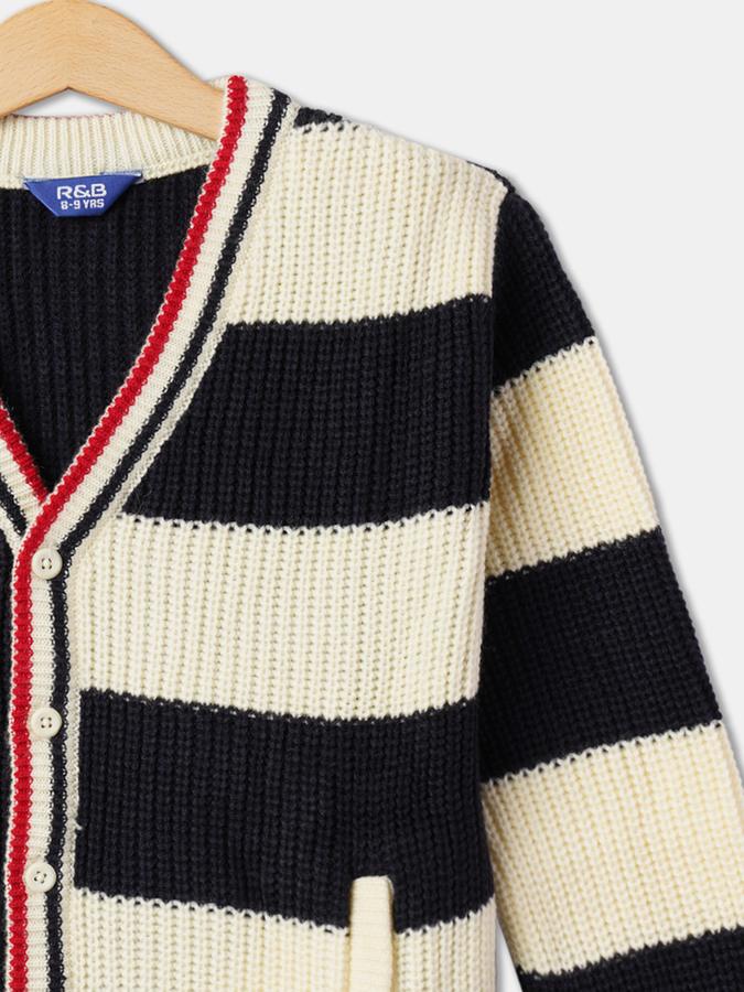 Boys Cotton Regular Fit V-Neck Colour Block Sweatshirt