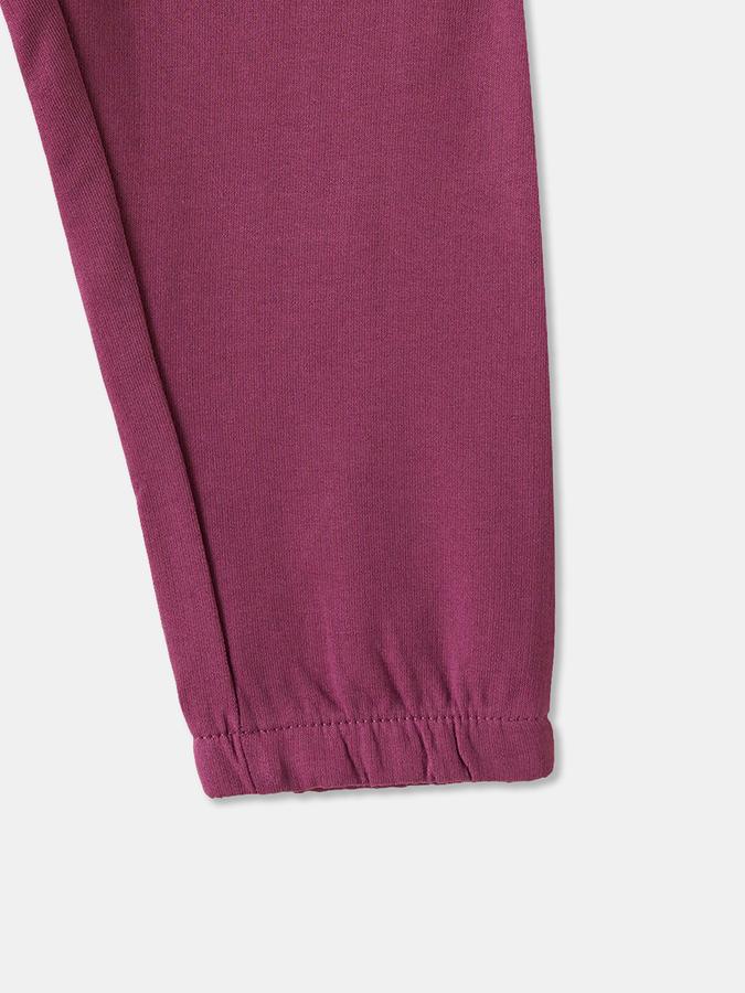 Girls Cotton Regular Fit Drawstring Waist Cuffed Hem Joggers