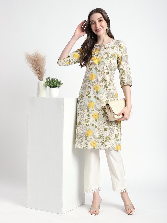 Women Viscose Regular Fit Round Neck Printed Kurta