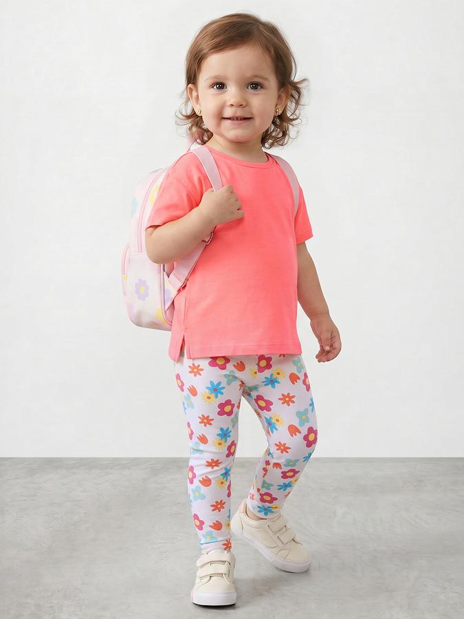 R&B Girl White Printed Cotton Blend Leggings
