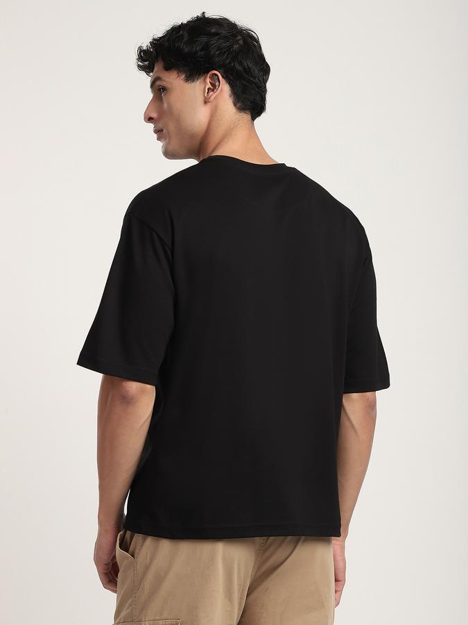 Men Cotton Blend Relaxed Fit Crew Neck Solid T-shirt