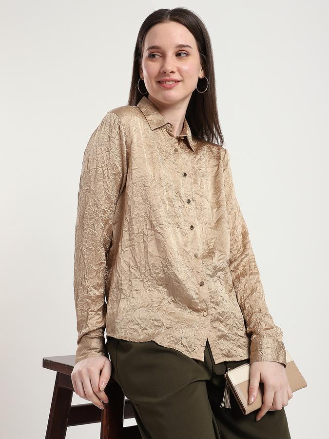 R&B Women Brown Textured Shirt